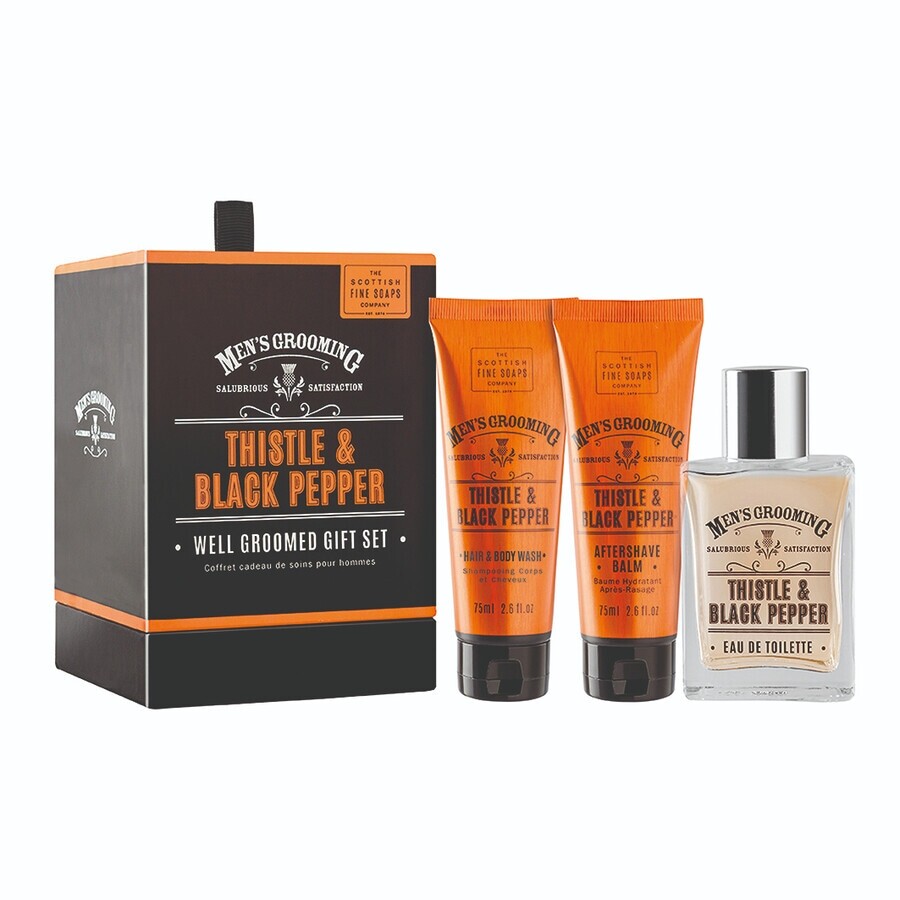 The Scottish Fine Soaps Company Thistle & Black Pepper Well Groomed gift set / heren