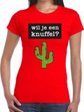 Bellatio Decorations Shoppartners Bv Wil je een Knuffel tekst t-shirt rood dames S
