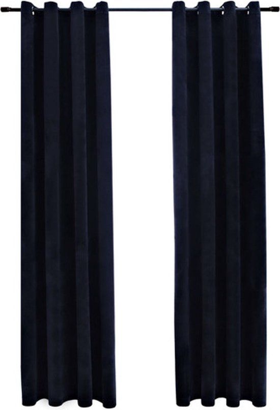 vidaXL Gordijn verduisterend met ringen 2 stuks 140x175 cm fluweel zwart