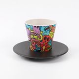 IDRINK® - RPET kopje, schotel en theelepelset | Leuk en lief ecologisch vriendelijk cadeau | (DOODLE)