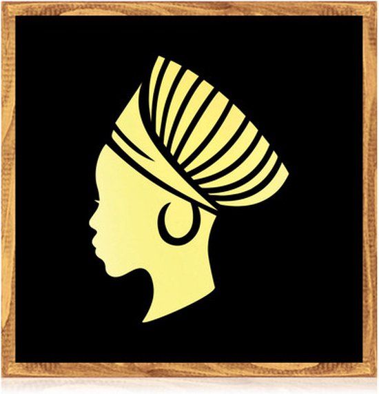 Wanddecoratie - Spiegel Afrikaanse vrouw 3 - Goud - 30x30 cm - Retro & Vintage
