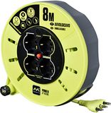 Luceco Pro-XT CMIT08164L-PX 8 meter kabelhaspel 4x multistandaard Schuko + biPaso + EU-stekker Italiaans 16A