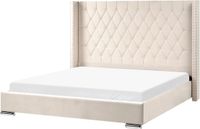 Beliani LUBBON - Tweepersoonsbed - Gebroken wit - 180 x 200 cm - Fluweel