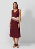 s.Oliver Robe avec ceinture, manches longues, col rond, poches latérales, uni, bordeaux, taille 42