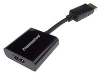 PremiumCord DisplayPort naar HDMI-adapter, Video FULL HD 1080p 60Hz, DisplayPort-stekker op HDMI-aansluiting, lengte: 15cm, zwart