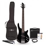 Gear4music 3/4 Chicago Basgitaar + 15 W Versterkerpakket, Zwart
