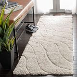 SAFAVIEH Florida Shag Collection, hoogpolig, crème voor woonkamer, eetkamer, slaapkamer, 69 x 213 cm