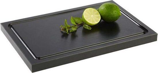 Zwarte snijplank "Bar" - 30x20 cm - Kunststof - Met sapgeul - Vaatwasserbestendig