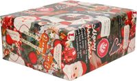Bellatio Decorations Luxe Kerst inpakpapier - cadeaupapier - 3 rollen - rood/wit - 250 x 70 cm
