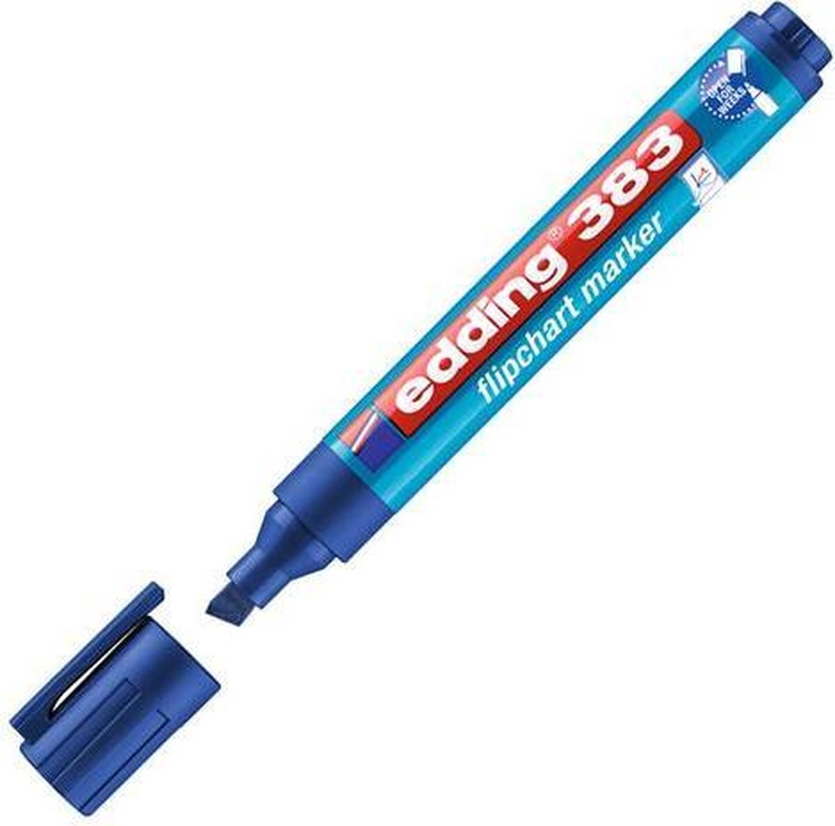 Edding 383 flipchart marker - blauw - 10 stiften - beitelvormige punt 1-5 mm - stift voor schrijven, tekenen en markeren op flip-over papier - drukt niet door - droogt niet uit- intensieve kleur