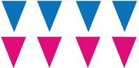 Shoppartners Roze en Blauwe vlaggetjes - 120 meter slingers van kunststof