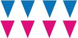 Shoppartners Roze en Blauwe vlaggetjes - 120 meter slingers van kunststof