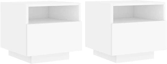 vidaXL Nachtkastjes met LED-verlichting 2 stuks Wit