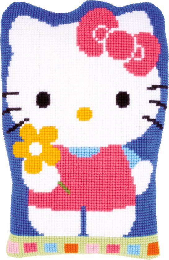 Vervaco Kruissteekvormkussen kit - Hello Kitty met bloem - PN-0153955