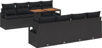 vidaXL Tuinbank Set 9-delig Zwart Polyrattan