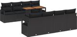 vidaXL Tuinbank Set 9-delig Zwart Polyrattan