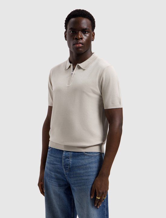 Pure Path Knitted Half-Zip Polo Faded Sand