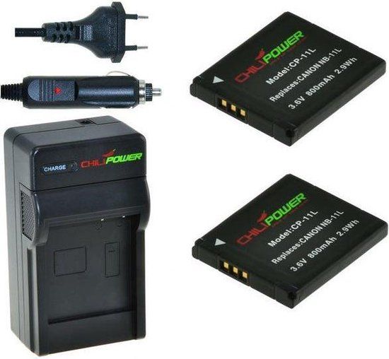 ChiliPower 2 x NB-11L Camera Accu Set voor Canon - Incl. Oplader & Autolader