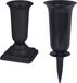 Form Plastic Vases de jardin plastique - set de 2x - noir - H37 et 40 cm