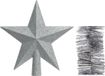 Decoris Kaemingk B.V. Kerstversiering kunststof glitter ster piek 19 cm en folieslingers pakket zilver