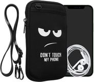 kwmobile Smartphone tas voor XL - 6,7/6,8" telefoon Tas - Schoudertas voor telefoon van Neopreen - Telefoonbescherming met zakken - Don't Touch My Phone design