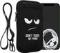 kwmobile Smartphone tas voor XL - 6,7/6,8" telefoon Tas - Schoudertas voor telefoon van Neopreen - Telefoonbescherming met zakken - Don't Touch My Phone design