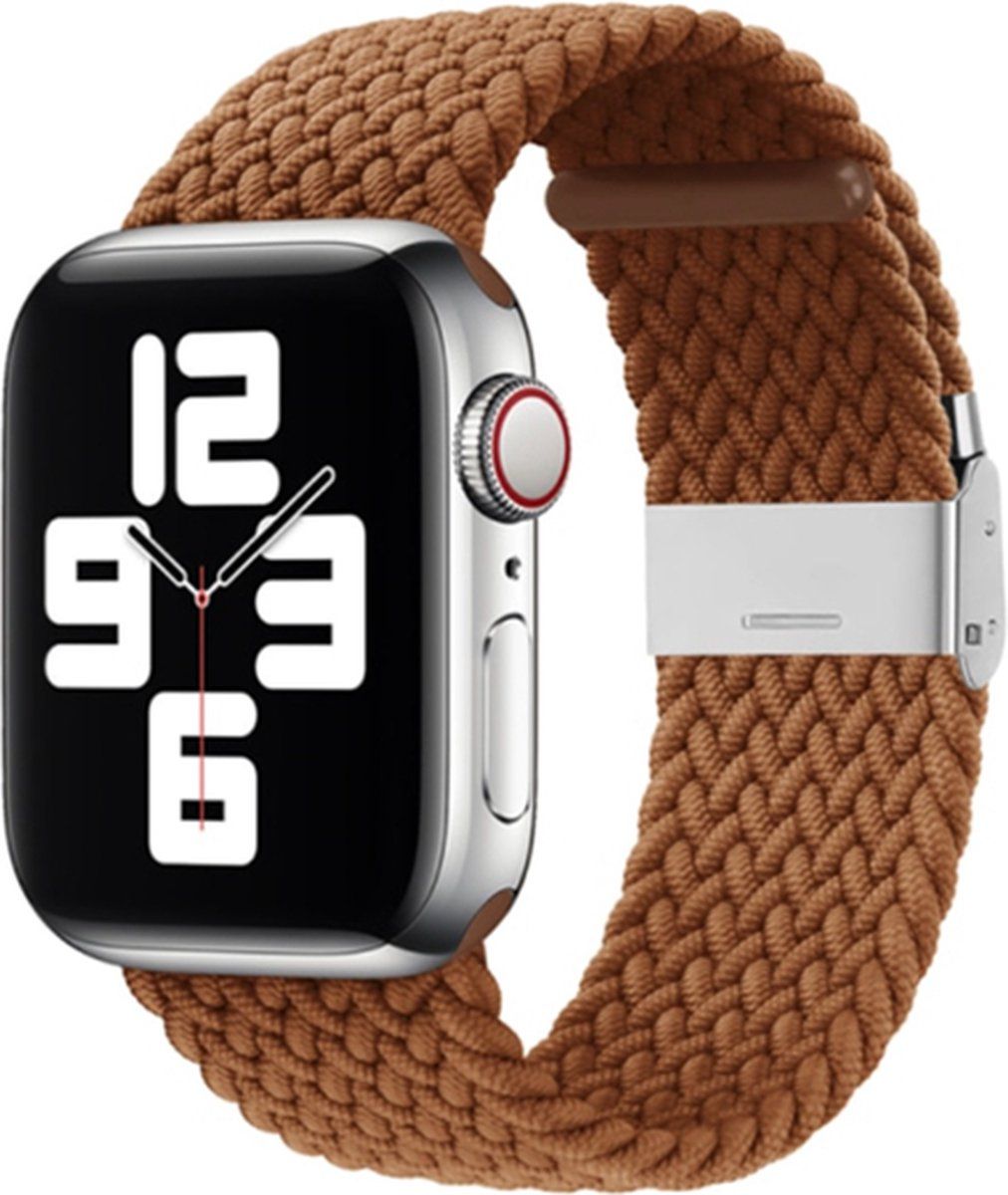 By Qubix Qubix Compatible Apple watch bandje - Braided bandje - Bruin - Geschikt voor Apple Watch 38mm / 40mm / 41mm