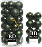 Shoppartners Bv 53x pièces boules de Noël en plastique vert foncé 4 et 6 cm