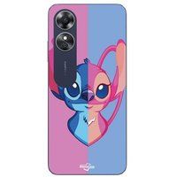 Maniacase Etui Oppo A17 STITCH AND ANGEL BLAUW EN ROZE