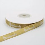 Merkloos LEDUC Satijnen Lint "Handmade" Geel 22m 10mm