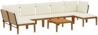 vidaXL - 8 - st - Massief - acaciahout - & - touw - Naturel
