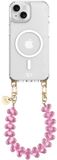 AVY Hoesje geschikt voor Apple iPhone 15 | Compatibel met MagSafe | Clear Case met Telefoonkoord 30CM | Polsband Cupid Clear Pink