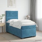 vidaXL Boxspringbed met matras Blauw 100 x 200 cm Fluweel