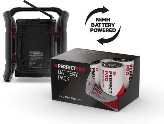 PerfectPro TEAMPLAYER 3 Bouwradio - FM/DAB+ - Bluetooth - USB - AUX - Oplaadbaar - Zwart