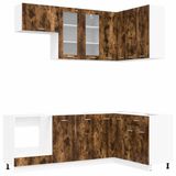 vidaXL Keukenelement LYON, 8 stuks, gerookt eikenhout, houtvezel