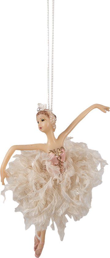 Clayre & Eef Kersthanger Ballerina 15 cm Roze Beige Polyresin
