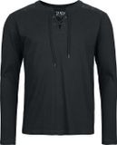 Black Premium by EMP Zwart shirt met lange mouwen en vetersluiting op de borst - Heren - M