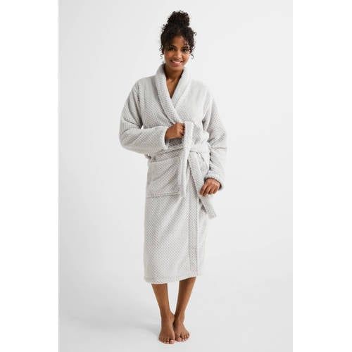 My Basic by After Eden fleece badjas lichtgrijs