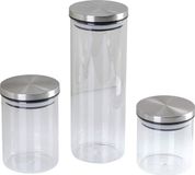 Axentia Set voorraadpotten, zilver/transparant, Glas, 300 ml, 500 ml, ca. 1000 ml
