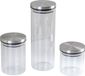 Axentia Set voorraadpotten, zilver/transparant, Glas, 300 ml, 500 ml, ca. 1000 ml