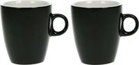Cosy & Trendy Koffiekopjes/bekers - Set van 10x stuks - zwart - 190 ml - Keramiek - glans finish