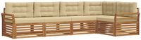 vidaXL - Hoek loungeset - 5 zitplaatsen - Natuurlijk en beige - Acacia hout