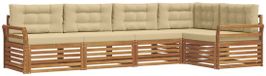 vidaXL - Hoek loungeset - 5 zitplaatsen - Natuurlijk en beige - Acacia hout