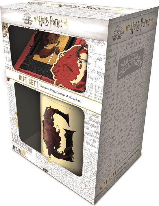 Harry Potter Gryffindor Gift Set - Mok, Onderzetter & Sleutelhanger - 300ml