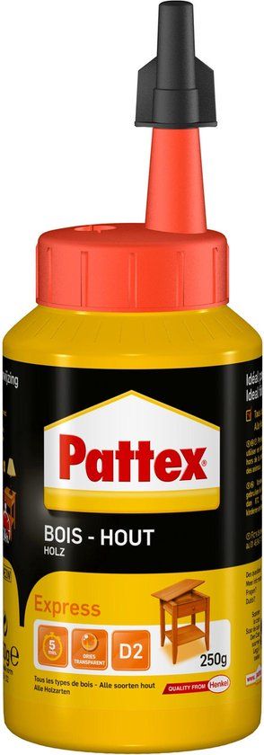 Pattex Houtlijm Express 250 g - Sneldrogende Houtlijm voor Alle Klussen