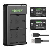 NEEWER Vervangende batterij LP-E6NH oplaadbare acculader compatibel met Canon EOS R7, EOS R5, EOS R6 R6 II, EOS R, 5D II III IV, 6D, 6D II, 7D, 7D II, 70D, 80D, 90D (2 stuks, micro-USB-poort)