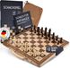Falkenwerk jeu d'échecs et de dames magnétique - Bois [38x38 cm] - Échiquier fait main en bois véritable