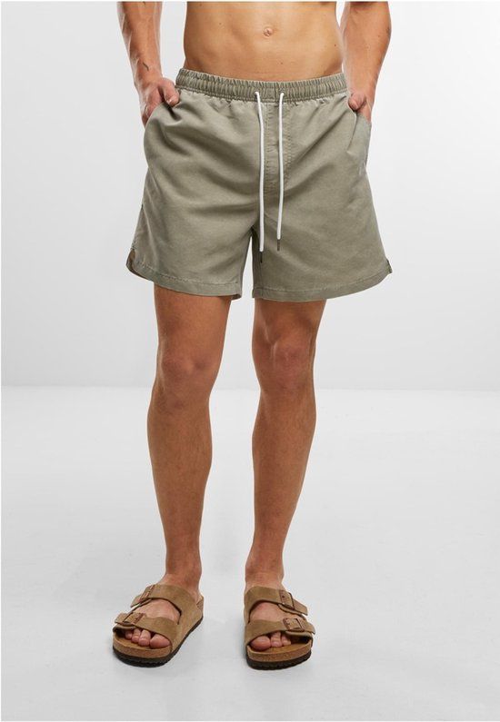 Urban Classics Washed Swim Shorts Heren Zwembroek - olijf - S