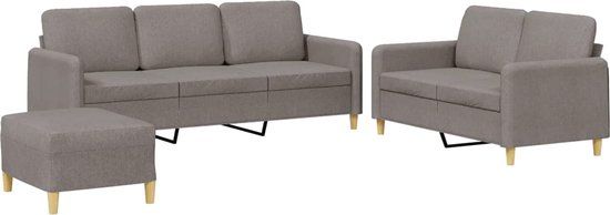 vidaXL 3-delige Loungeset met kussens stof taupe