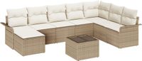 vidaXL Tuinbank - Set - 9 - st - Beige - poly - rattan